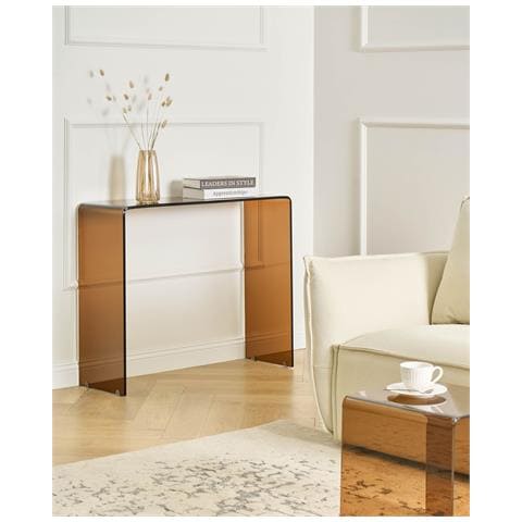 Tavolino Consolle Kendall Vetro Temperato Marrone - Foto 1