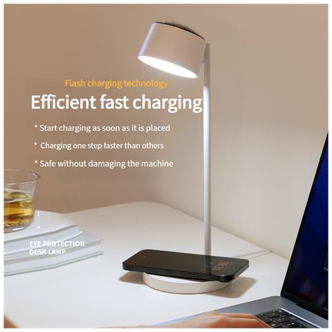 Lampada Da Scrivania A Ricarica Wireless Con Proiezione Rgb E 3 Livelli Di Luminosità - Foto 7
