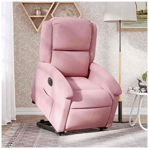 Poltrona Alzapersona Reclinabile Elettrica Rosa in Velluto - Foto 2
