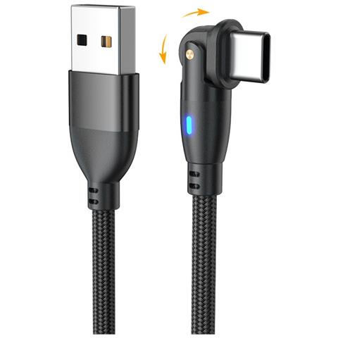 Cavo Di Ricarica Dati Usb A Type-c Rotante A 180° - Confezione Da 2, Ricarica Rapida, Treccia In Nylon Black 2 Metri - Foto 1