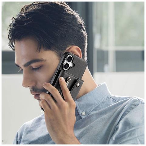 Custodia A Portafoglio Magnetica In Pelle Pu Grigia Compatibile Con Iphone 17 Pro Con Porta Carte - Foto 2