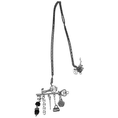 Collana Lunga Key Club Con Ciondolo Charm In Argento Placcato 10µ - Foto 1