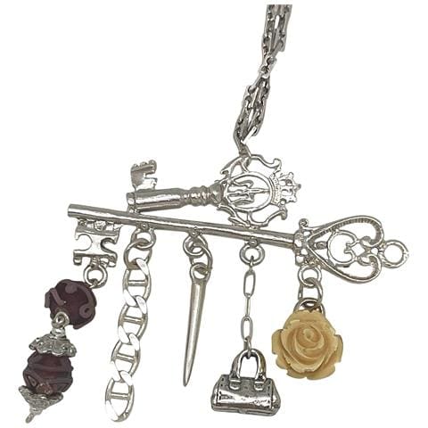 Collana Lunga Key Club Con Ciondolo Charm In Argento Placcato 10µ - Foto 2