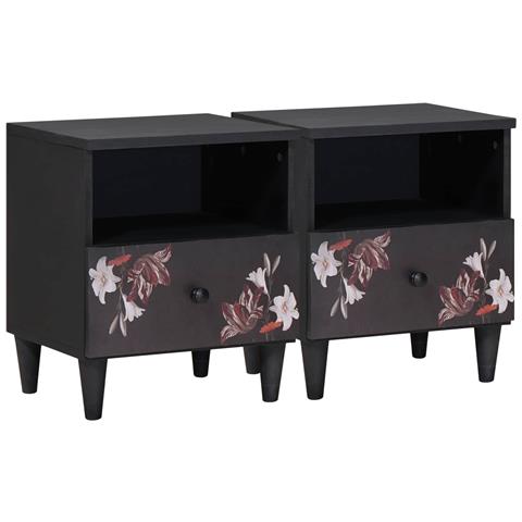 Comodino 2 pcs Marrone 40 x 33 x 46 cm Legno di mango massello - Foto 1