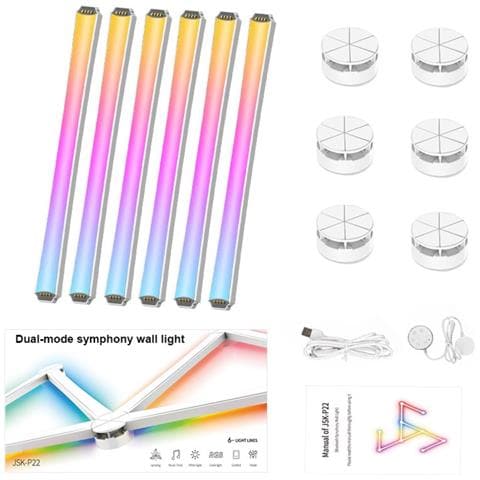 Strisce Led Bluetooth - Splicing Intelligente Fai-da-te, Illuminazione Ambientale Rgb, Compatibile Con Smartlife, Kit Da 6 Linee Luminose White - Foto 1