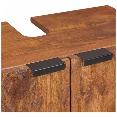 Set da Bagno con cassetto con porta 3 pcs Acacia Marrone Winish - Foto 9