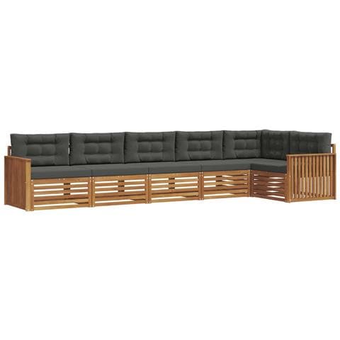 Set di divani da esterno con cuscino 6 pcs Naturale e Antracite - Foto 1