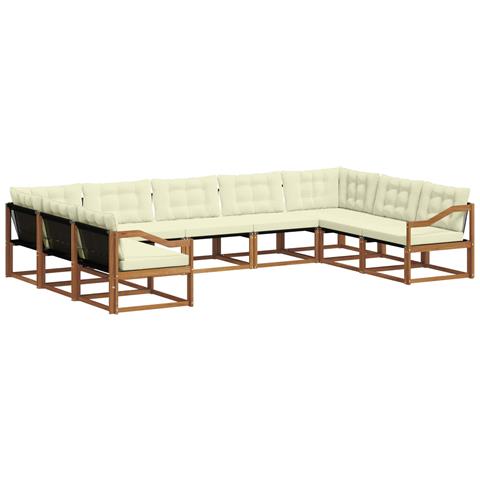 Set di divani da esterno con cuscino 9 pcs Naturale e Crema - Foto 1
