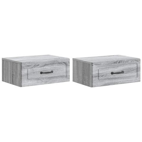 Mobiletto da notte a muro 2 pcs Grigio Sonoma 49 x 34,5 x 20 cm - Foto 1