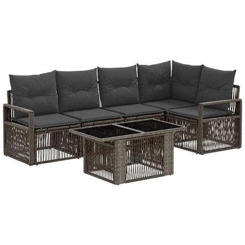 Set Divano da Giardino 6 pz Grigio e Grigio Scuro polyrattan - Foto 1