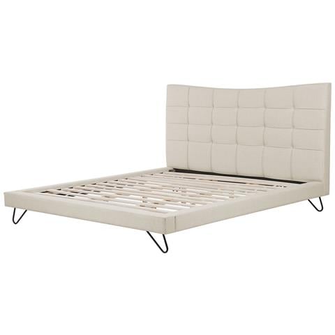 Letto Matrimoniale In Tessuto Beige 180 X 200 Cm Lannion - Foto 26