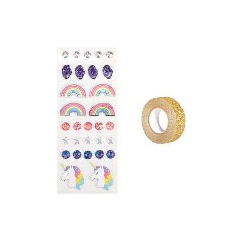 30 Adesivi 3d Cielo Arcobaleno + Washi Tape Dorato 5 M - Foto 1
