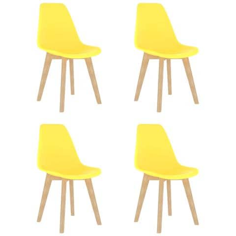 Sedie da Pranzo 4 pz Gialle in Plastica - Foto 1