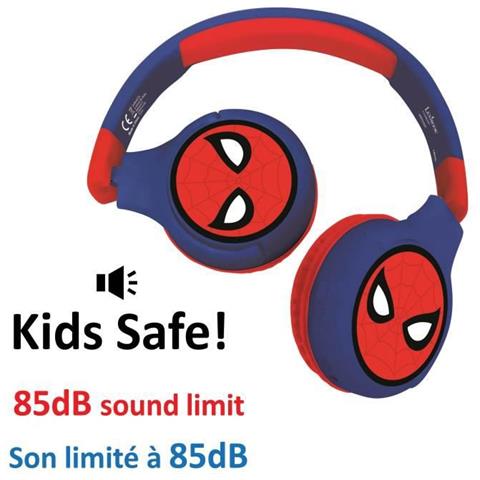 Spider-man Comode Cuffie Pieghevoli 2 In 1 Bluetooth E Cablate Per Bambini Con Limitazione Del Suono - - Foto 2