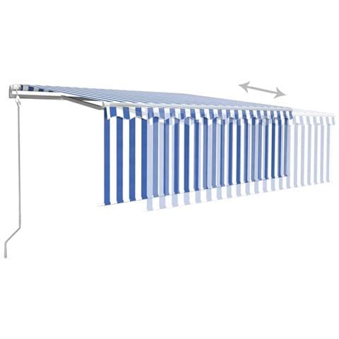 Tenda Automatica Parasole LED Sensore Vento 4,5x3 m Blu Bianco - Foto 2