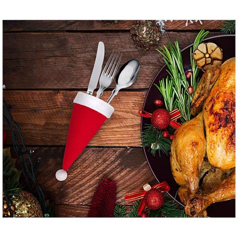 Decorazione Da Tavola Cappello Da Babbo Natale (6x12 Cm) Confezione Da 10 - Foto 10