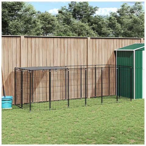Canile Recinto Per Cani Nero 330x110x110 Cm In Acciaio - Foto 2