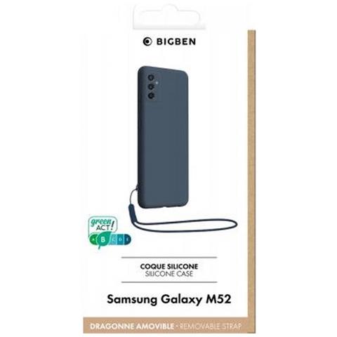 Cover Per Samsung M52 5g Silicone Con Cordino Da Polso Abbinato, Blu Marine - Foto 2
