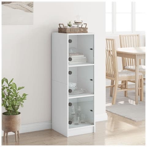 Credenza Con Ante In Vetro Bianca 35x37x109 Cm - Foto 3