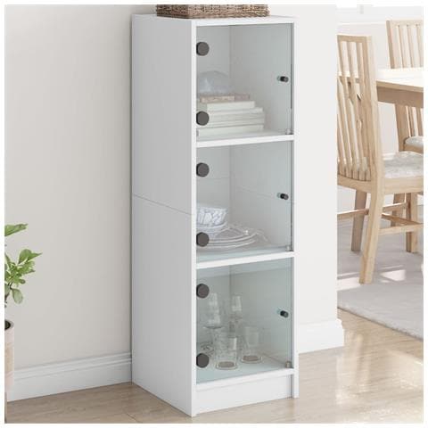 Credenza Con Ante In Vetro Bianca 35x37x109 Cm - Foto 1