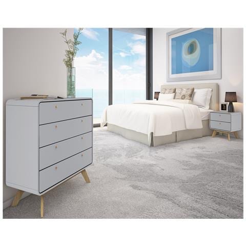 Cassie Comodino Con 2 Cassetti In Agglomerato Grigio - Foto 6