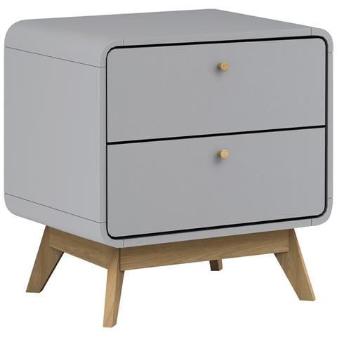 Cassie Comodino Con 2 Cassetti In Agglomerato Grigio - Foto 1