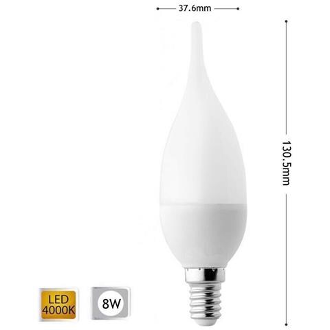 Lampadina Led 8 W Soffio Colpo Di Vento Luce Naturale E14 8w C37 - Foto 1