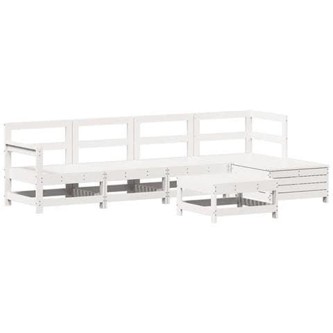 Set Divani da Giardino 6 pz Bianco in Legno Massello di Pino - Foto 1