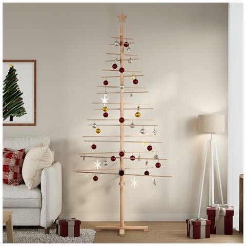 Albero di Natale Decorativo in Legno 210 cm Legno Massello Pino - Foto 1