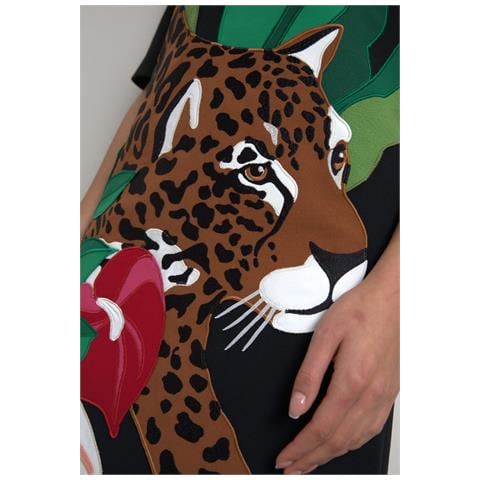 Abito Tubino Elasticizzato Con Stampa Giungla Nera Tigre - It38 - Xs - Foto 2