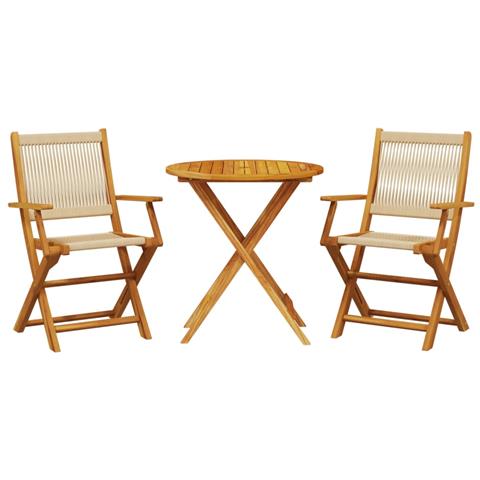 Set Da Bistrot 3pz Beige In Polipropilene E Legno Massello - Foto 2