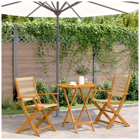 Set Da Bistrot 3pz Beige In Polipropilene E Legno Massello - Foto 1