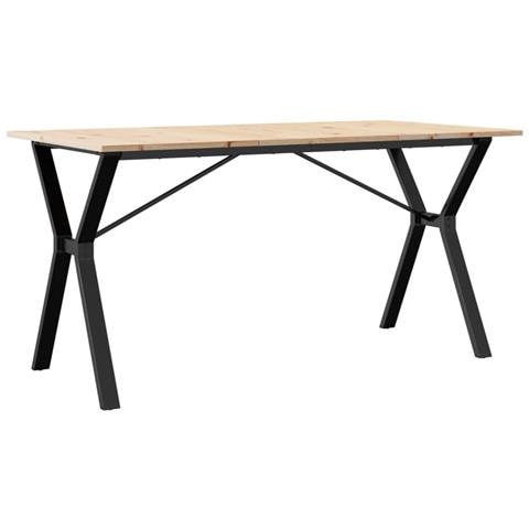 Tavolo Da Pranzo Telaio A Y 140x80x75 Cm Legno Pino E Acciaio - Foto 2