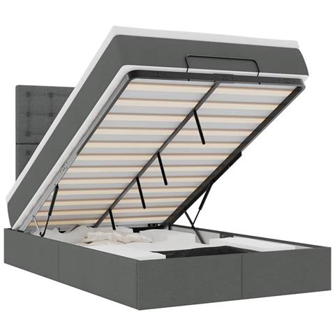 Struttura Letto Pouf Con Materasso 120x200 Cm In Tessuto - Foto 2