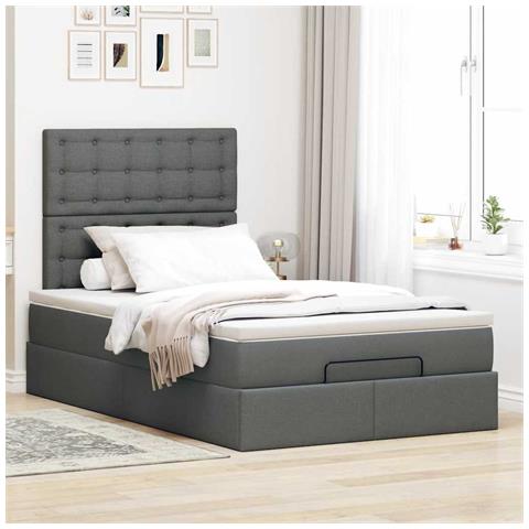 Struttura Letto Pouf Con Materasso 120x200 Cm In Tessuto - Foto 3