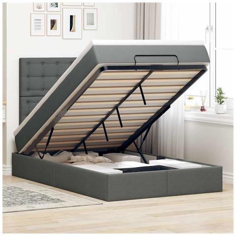 Struttura Letto Pouf Con Materasso 120x200 Cm In Tessuto - Foto 1