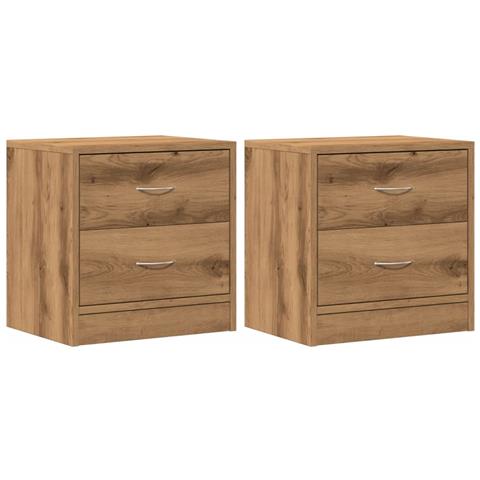 Comodini 2pz Rovere Artigianale 40x30x40 Cm In Truciolato - Foto 2