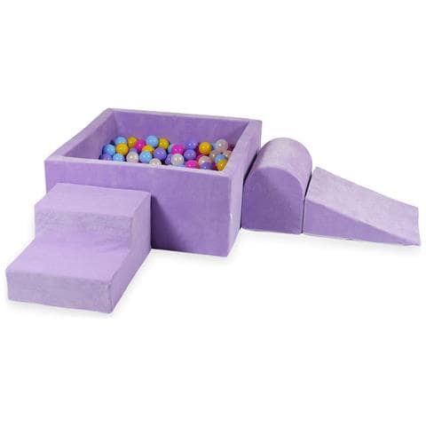 Foam Speelset Met Vierkant Zwembad 90x90x40 Velvet Soft Purple + 400 Ballen (roze, Heide, Geel, Babyblauw, Zeemeermineffect) - Foto 1