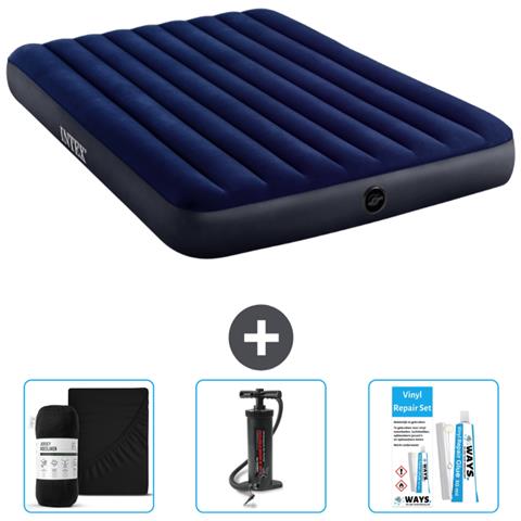 Set Materassino Gonfiabile - 203x152x25 Cm - Blu - Include Accessori Coordinati Cb7 - Foto 1