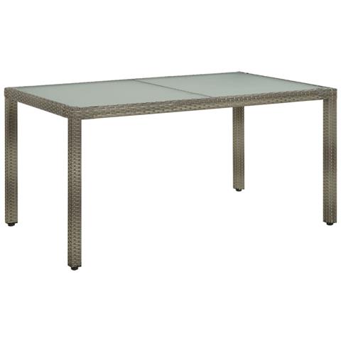 Tavolo Giardino 150x90x75cm Vetro Temperato E Polyrattan Grigio - Foto 2