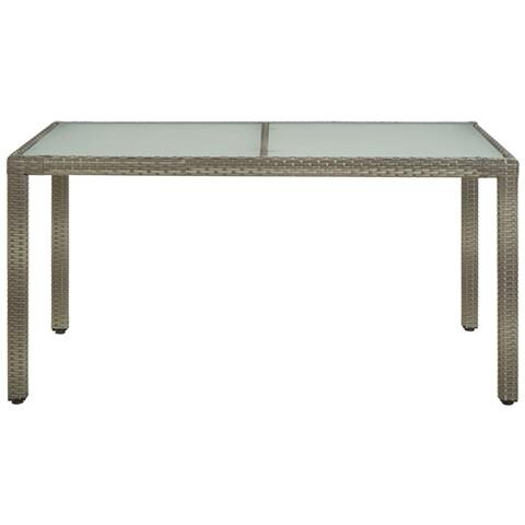 Tavolo Giardino 150x90x75cm Vetro Temperato E Polyrattan Grigio - Foto 1