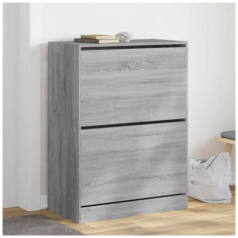 Scarpiera 2 Cassetti Ribaltabili Grigio Sonoma 80x42x108 Cm - Foto 8