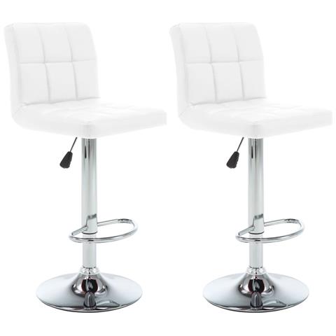 Lusso Casadino - Sgabelli Da Bar 2 Pz Bianchi In Similpelle - Foto 2