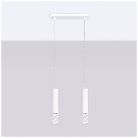 Sollux Lighting Lampada A Sospensione Liro 2 Bianco Sl.1692 - Moderno Lampada A Sospensione Bianco 125x33x6 Cm - Foto 2