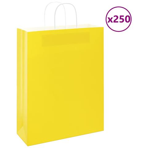 Sacchetti di Carta 250 pz con Manici Gialli 32x12x42 cm - Foto 1
