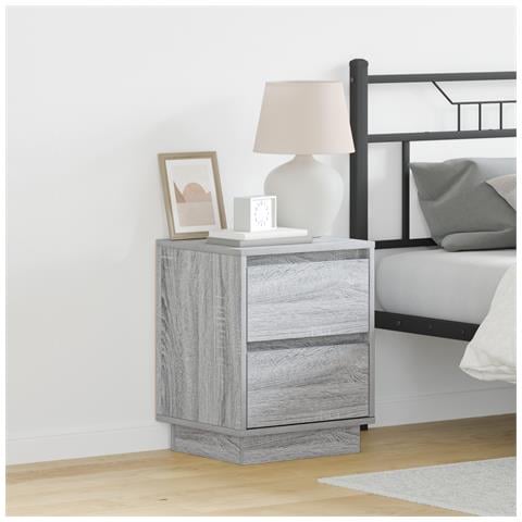 Mobiletto da Comodino con Luci LED Grigio Sonoma 39x34,5x50 cm - Foto 2