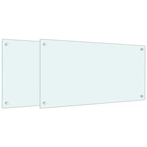 Paraschizzi per Cucina 2 pz Bianchi 80x40 cm in Vetro Temperato - Foto 1