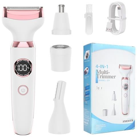 Set Rasoio Elettrico 4-in-1 Per Donna - Rimozione Indolore Di Peli Per Viso, Corpo, Naso E Sopracciglia White - Foto 1