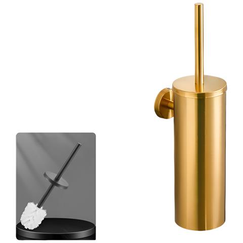 Spazzola Wc Bagno Spazzole Per Wc Acciaio Supporto A Muro Senza Trapano Oro - Foto 6