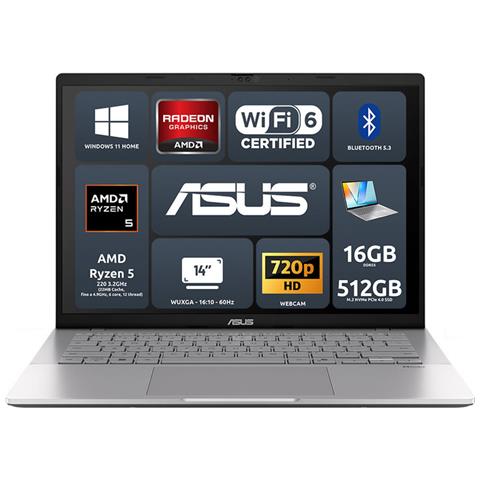 Asus Notebook Vivobook S14 M3407ha-ly018w Amd Ryzen 5 220 16gb Amd Radeon Graphics Ssd 512gb 14” Wuxga Win11 Home Tastiera Retroilluminata - Foto 1